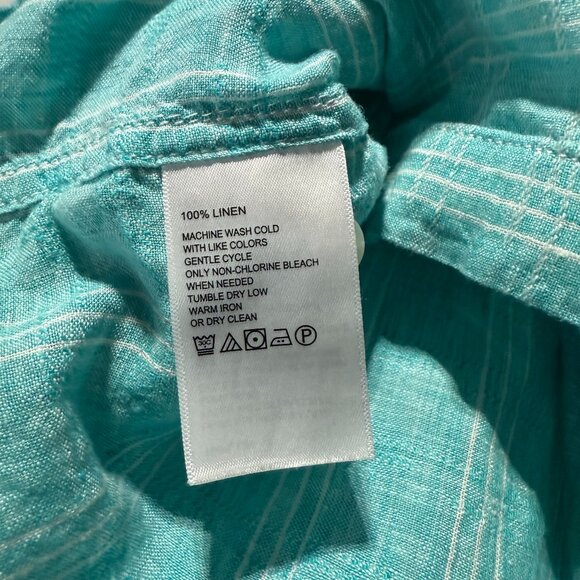 Tommy Bahama Mens‎ Shirt L Large Turquoise Linen Plaid Button Down Beach Spring - Picture 2 of 11